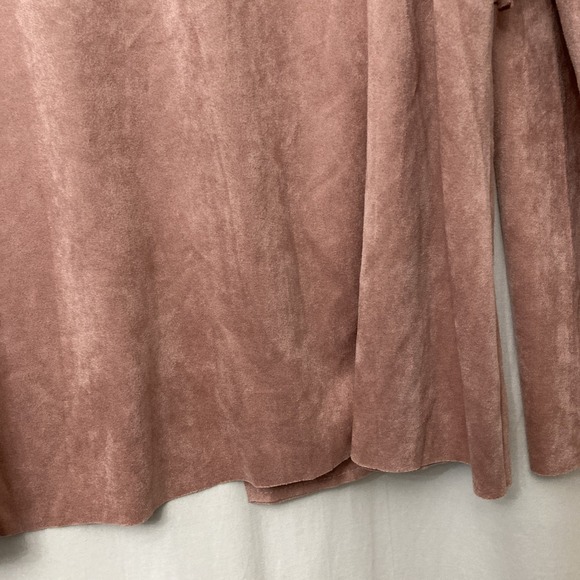 Vocal USA Pink Faux Suede Open Front Coatigan w/Studded Fringe & Pockets - 1X - Picture 6 of 10